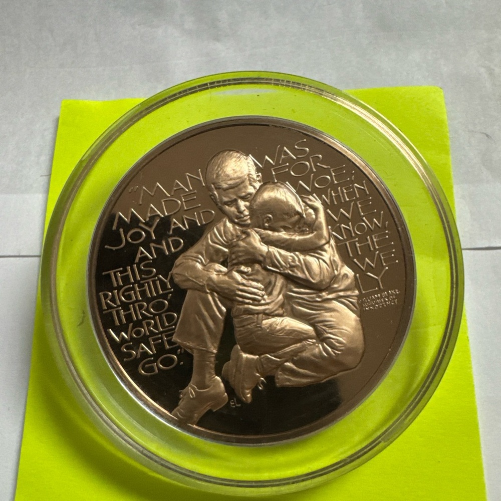 1973 The Franklin Mint "JOY AND WOE" Sculpture Studio’ BRONZE Coin 50mm Medal